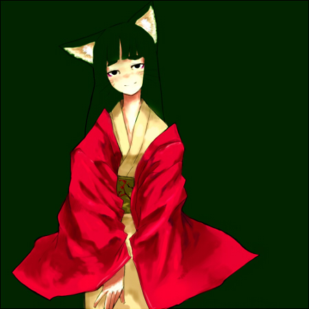 oguchi, original, lowres, animal ears, fox ears, japanese clothes, kimono, solo