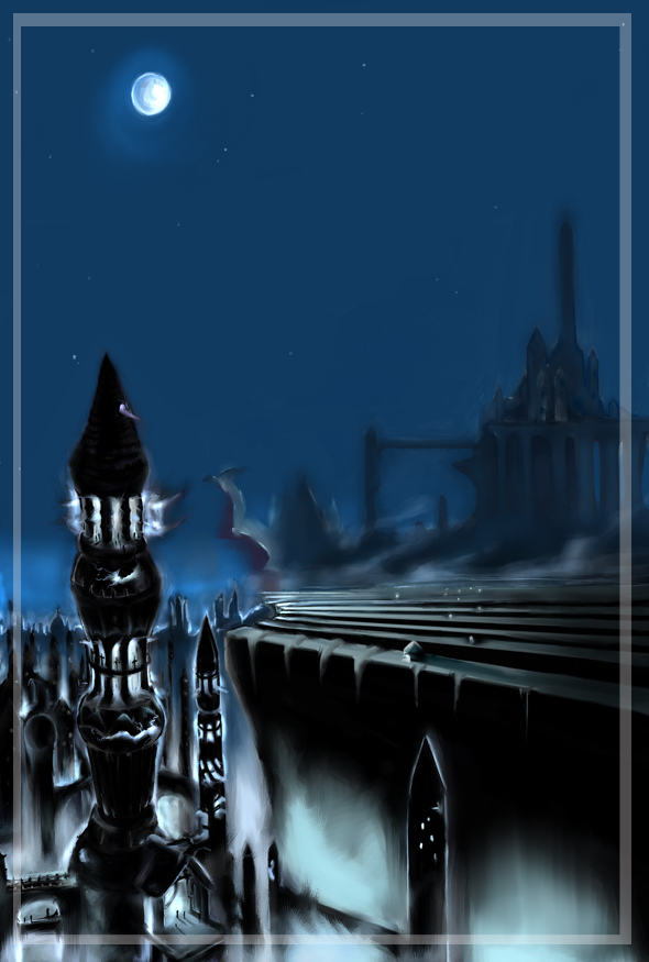 tilitada, tagme, moon, night, scenery, tower