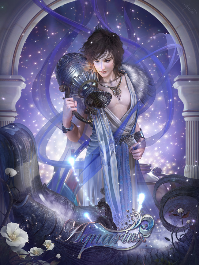 soa lee, original, 1boy, blue eyes, brown hair, flower, jewelry, male focus, night, realistic, short hair, solo