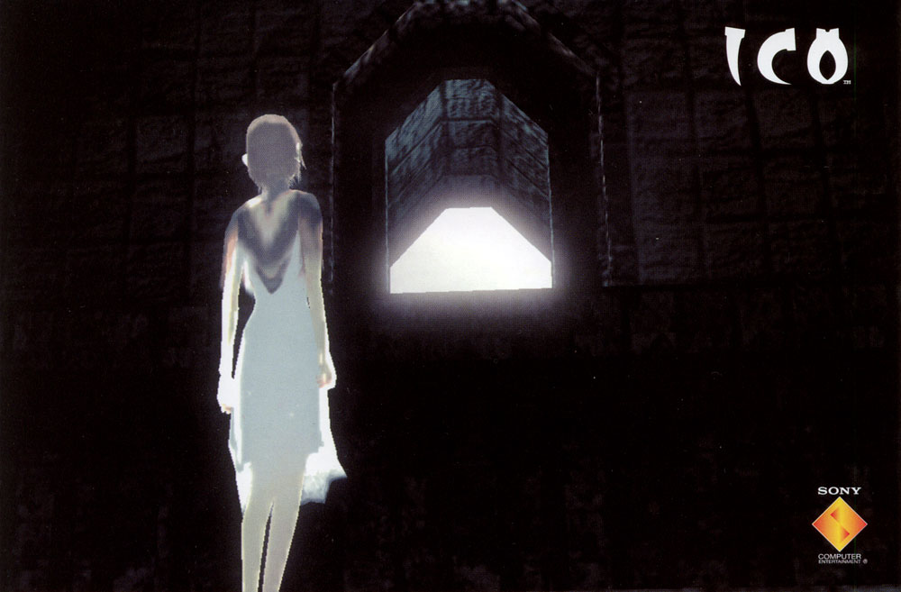 yorda, ico, screencap, official art, scan, black background, bloom, copyright name, dark, darkness, dress, white dress, window