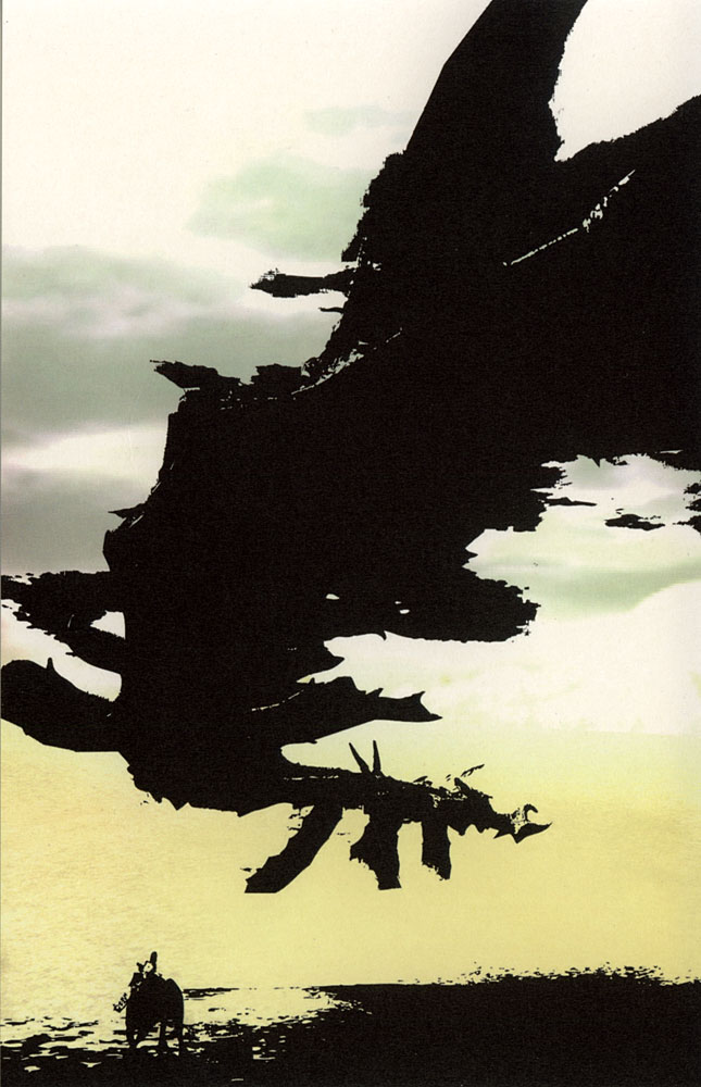 agro, phalanx (shadow of the colossus), wander (shadow of the colossus), shadow of the colossus, scan, 1boy, colossus, horse, male focus, solo