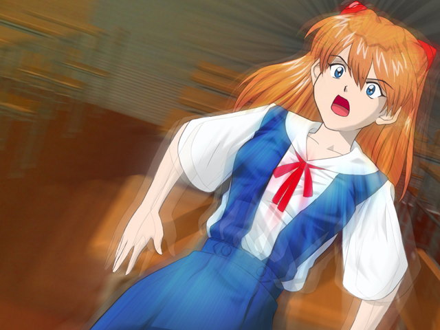 souryuu asuka langley, neon genesis evangelion, game cg, 1girl, blue eyes, female focus, red hair, school uniform, serafuku, solo