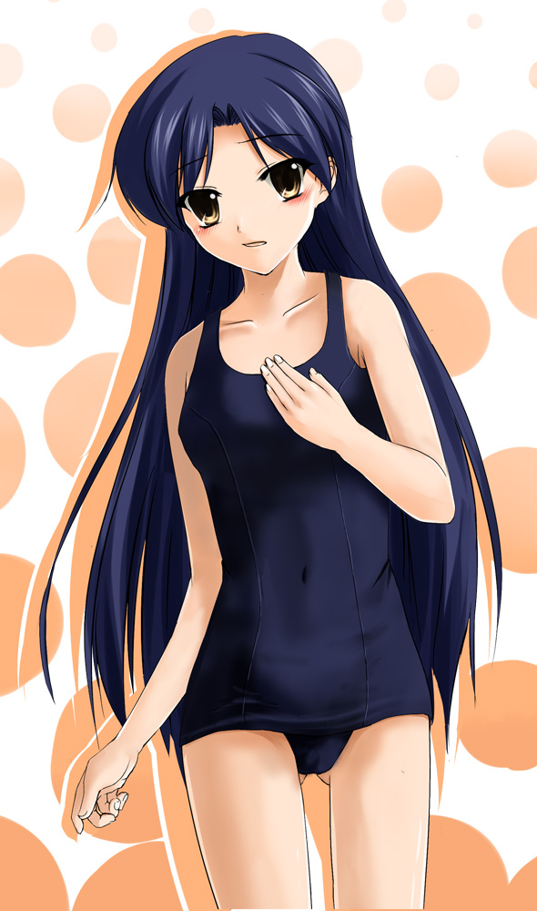ryuushou, kisaragi chihaya, idolmaster, idolmaster (classic), idolmaster 1, 00s, 1girl, female focus, one-piece swimsuit, school swimsuit, solo, swimsuit