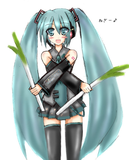 neko (sayorana no kuni), hatsune miku, vocaloid, tagme, 1girl, female focus, solo, standing, thighhighs, white background