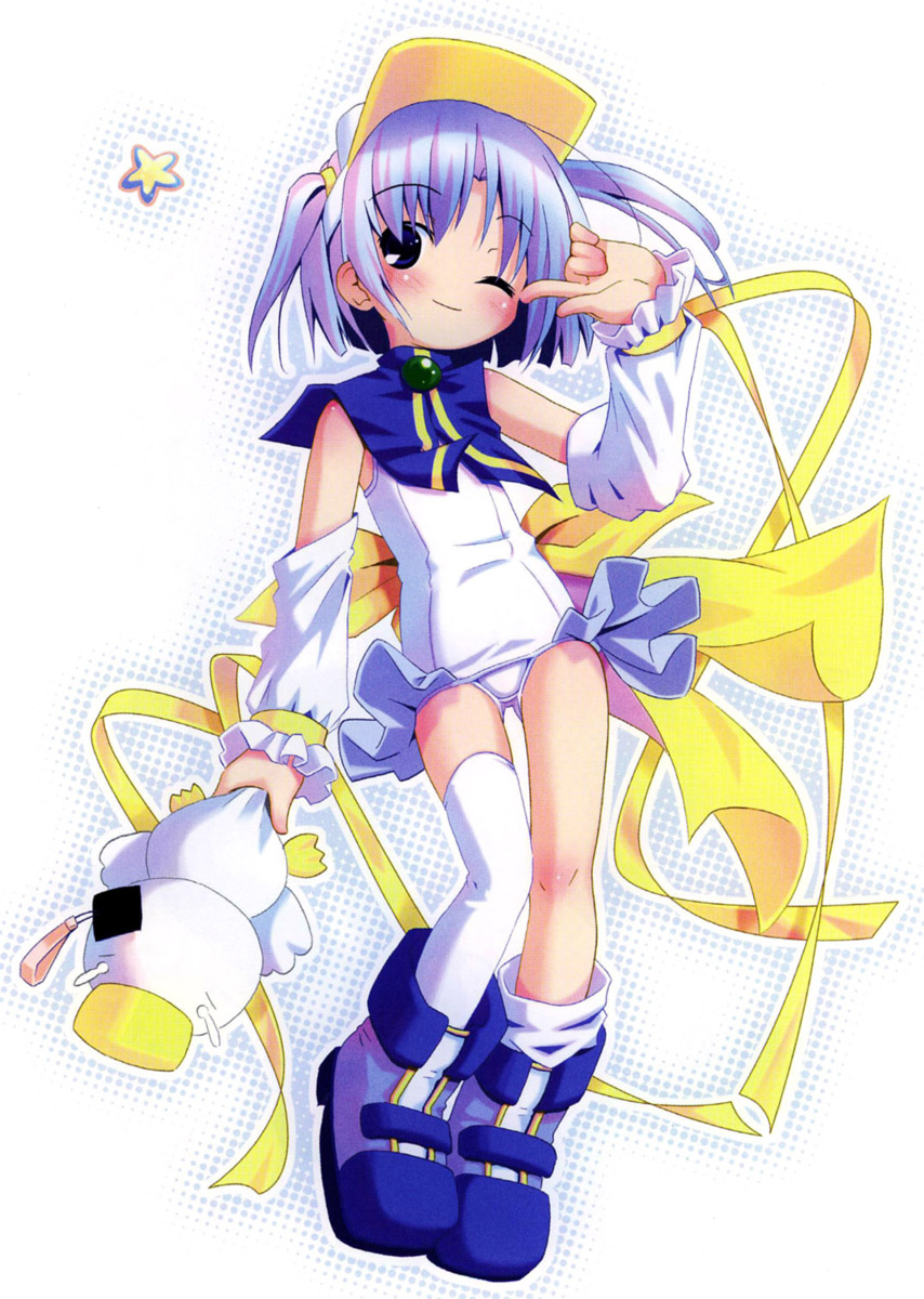 pop, ah-kun, pastel ink, moetan, highres, 00s, 1girl, asymmetrical clothes, boots, female focus, ink, magical girl, one-piece swimsuit, school swimsuit, single thighhigh, solo, swimsuit, thighhighs, white one-piece swimsuit, white school swimsuit