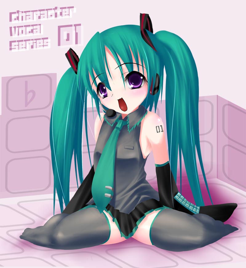yatarou (rapidrabbit), hatsune miku, vocaloid, tagme, sitting, thighhighs, wariza