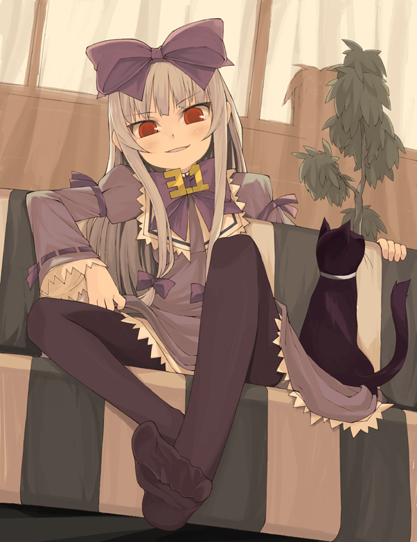 ikura hato, 3.1-tan, os-tan, toe-point, 1girl, cat, feet, female focus, lolita fashion, naughty face, pantyhose, plant, solo, windows 3point1