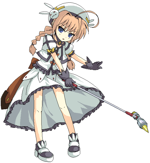ikura hato, graf eisen, vita (nanoha), lyrical nanoha, mahou shoujo lyrical nanoha, mahou shoujo lyrical nanoha strikers, 00s, 1girl, ahoge, braid, female focus, full body, gloves, hammer, hat, magical girl, solo, twin braids, unison (nanoha)