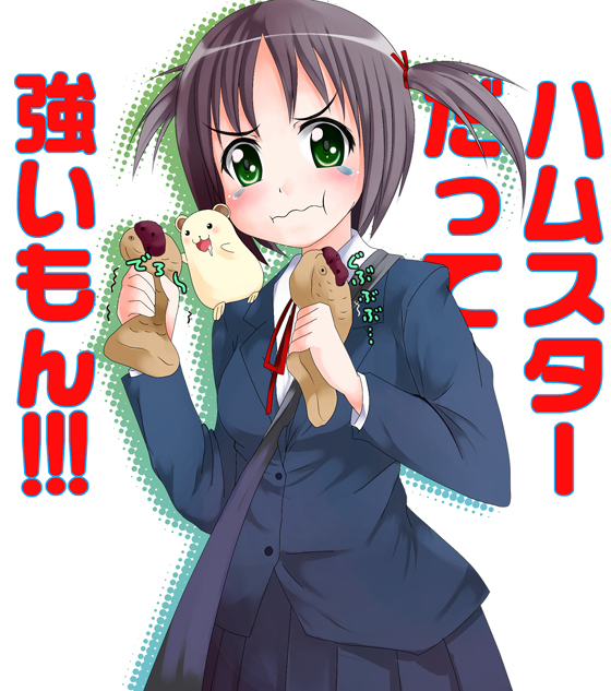 hubrael, nishizawa ayumu, hayate no gotoku!, translated, 00s, 1girl, female focus, food, hamster, school uniform, serafuku, solo, taiyaki, wagashi