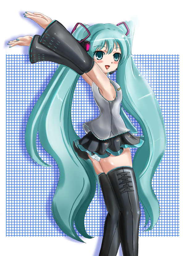 hatsune miku, vocaloid, tagme, panties, thighhighs, underwear