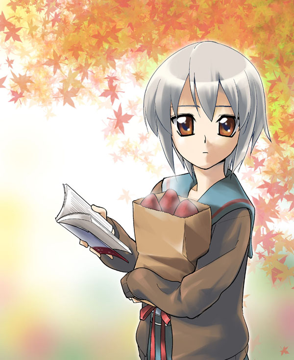 nagato yuki, suzumiya haruhi no yuuutsu, tagme, 00s, school uniform, serafuku