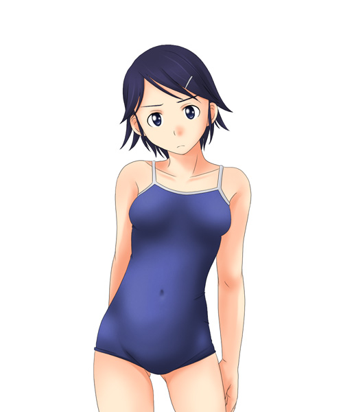 toshifumi, yamaguchi mami, maria-sama ga miteru, 00s, 1girl, female focus, hair ornament, hairclip, maria sama, one-piece swimsuit, solo, swimsuit