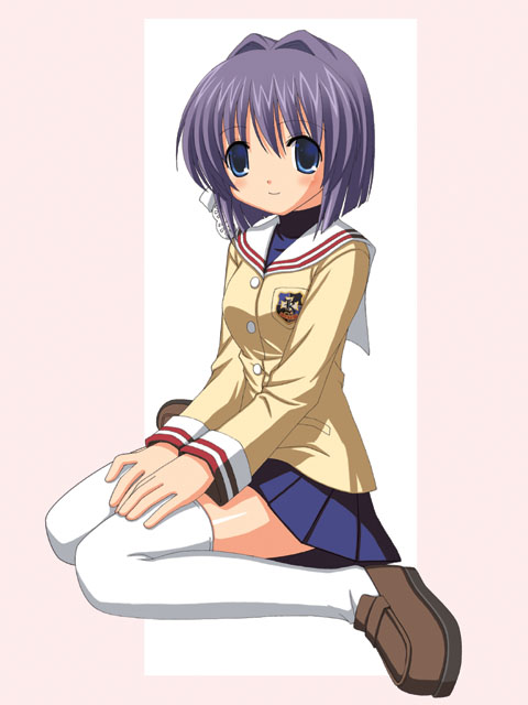 fujibayashi ryou, clannad, tagme, 00s, school uniform, serafuku, thighhighs