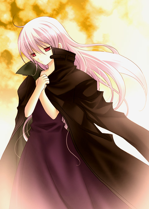 vanilla (artist), vanilla (nicolla), yin (darker than black), darker than black, 00s, 1girl, dress, female focus, long hair, pink hair, purple dress, solo