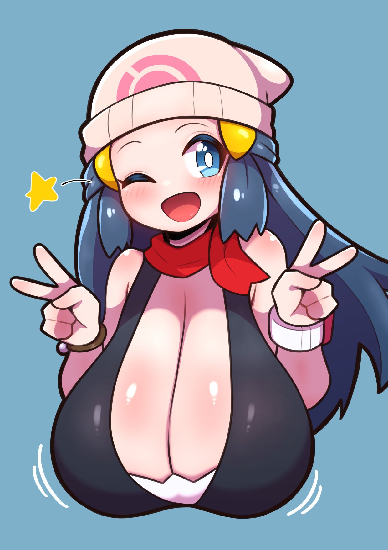 siglk, dawn (pokemon), nintendo, pokemon, pokemon dppt, highres, 1girl, breasts, huge breasts, solo