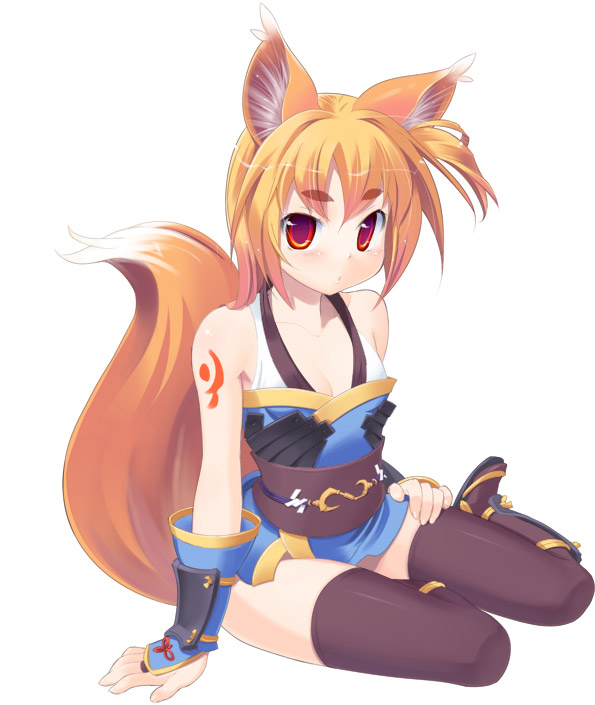 amasa mitsunaru, ninja (ragnarok online), ragnarok online, tagme, 1girl, animal ears, female focus, fox ears, fox tail, red eyes, solo, tail