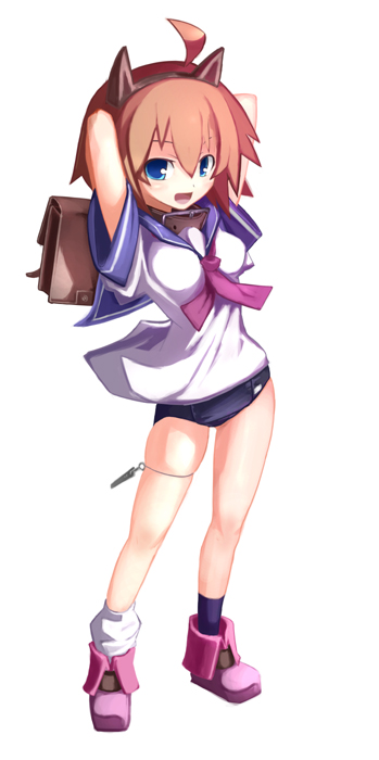 ooyama kina, original, 1girl, animal ears, buruma, cat ears, female focus, gym uniform, school uniform, serafuku, solo