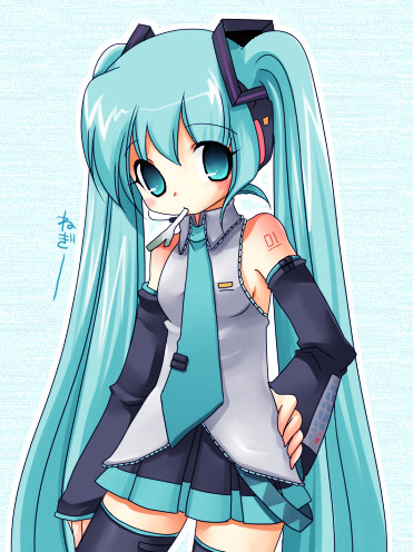 hatsune miku, vocaloid, lowres, tagme, thighhighs