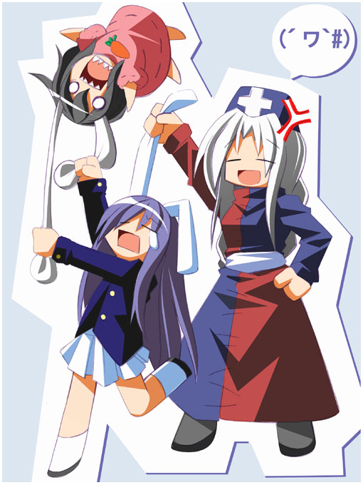 inaba tewi, reisen udongein inaba, yagokoro eirin, touhou, silver hair, 3girls, animal ears, female focus, multiple girls, rabbit ears, standing