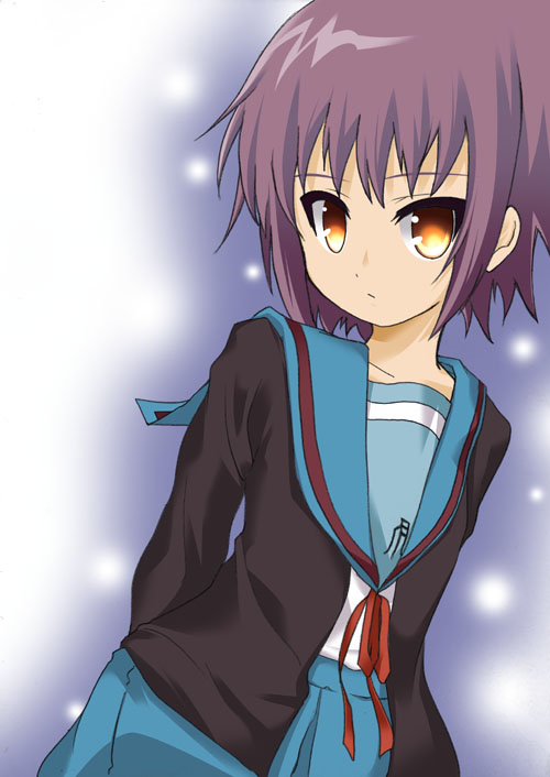 nagato yuki, suzumiya haruhi no yuuutsu, tagme, 00s, school uniform, serafuku