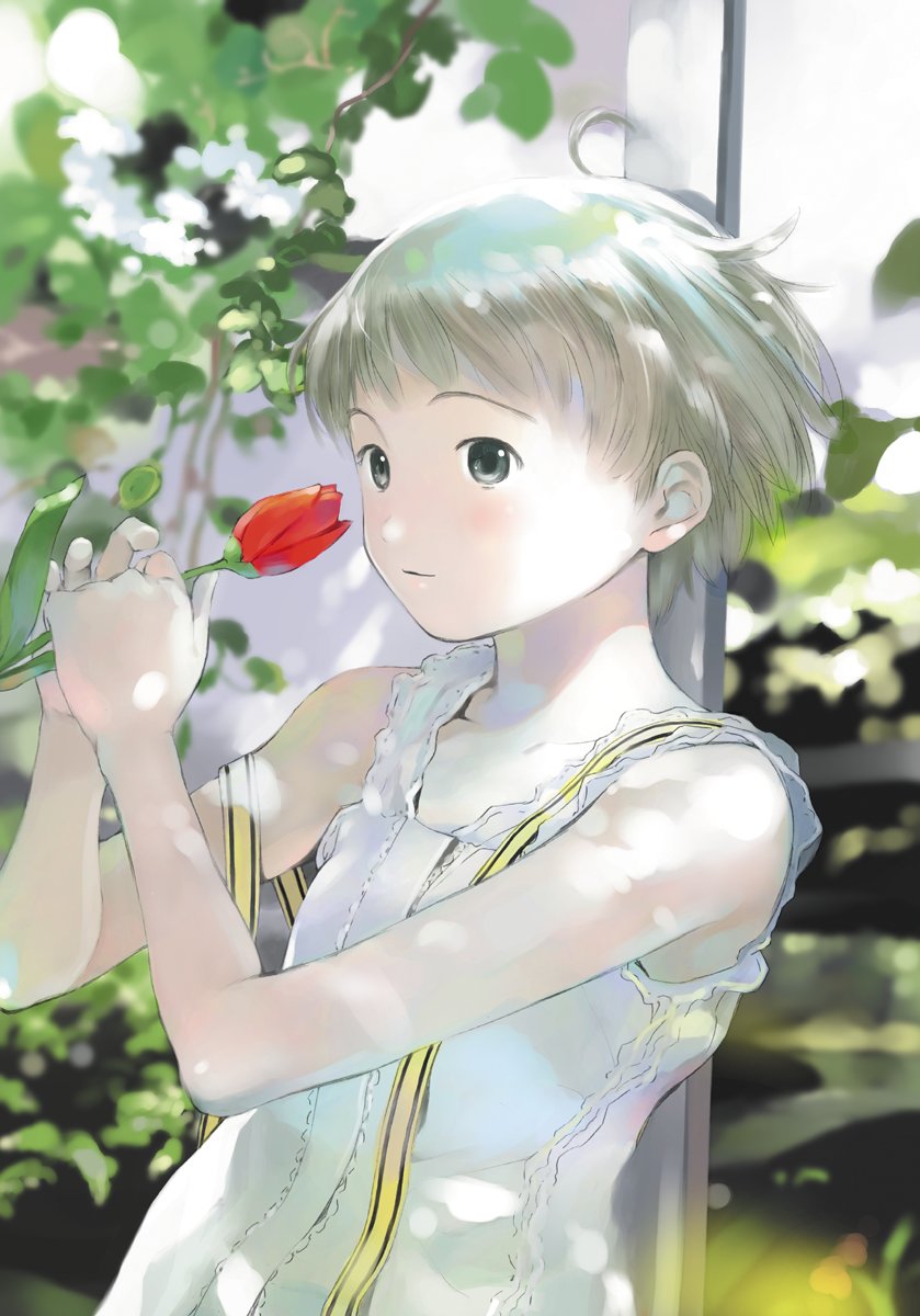 yoshizuki kumichi, bad id, bad pixiv id, highres, tagme, dress, flower, solo, tulip