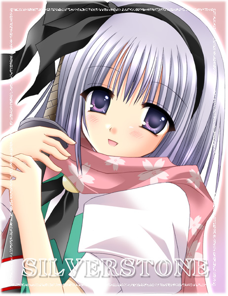 kirishima riona, konpaku youmu, touhou, 1girl, female focus, katana, scarf, solo, sword, upper body, weapon