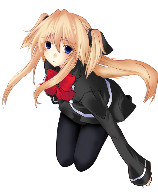 anii, spiral ladder, shalon, quiz magic academy, blonde hair, blue eyes, long hair, pantyhose, school uniform, serafuku, solo, twintails, two side up
