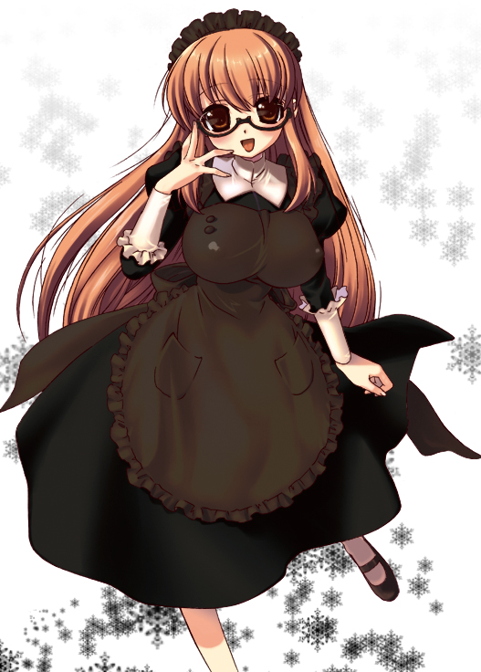 nanase meruchi, asahina mikuru, suzumiya haruhi, suzumiya haruhi no yuuutsu, bad id, bad pixiv id, 00s, brown hair, dress, glasses, gothic lolita, lolita fashion, long hair, solo