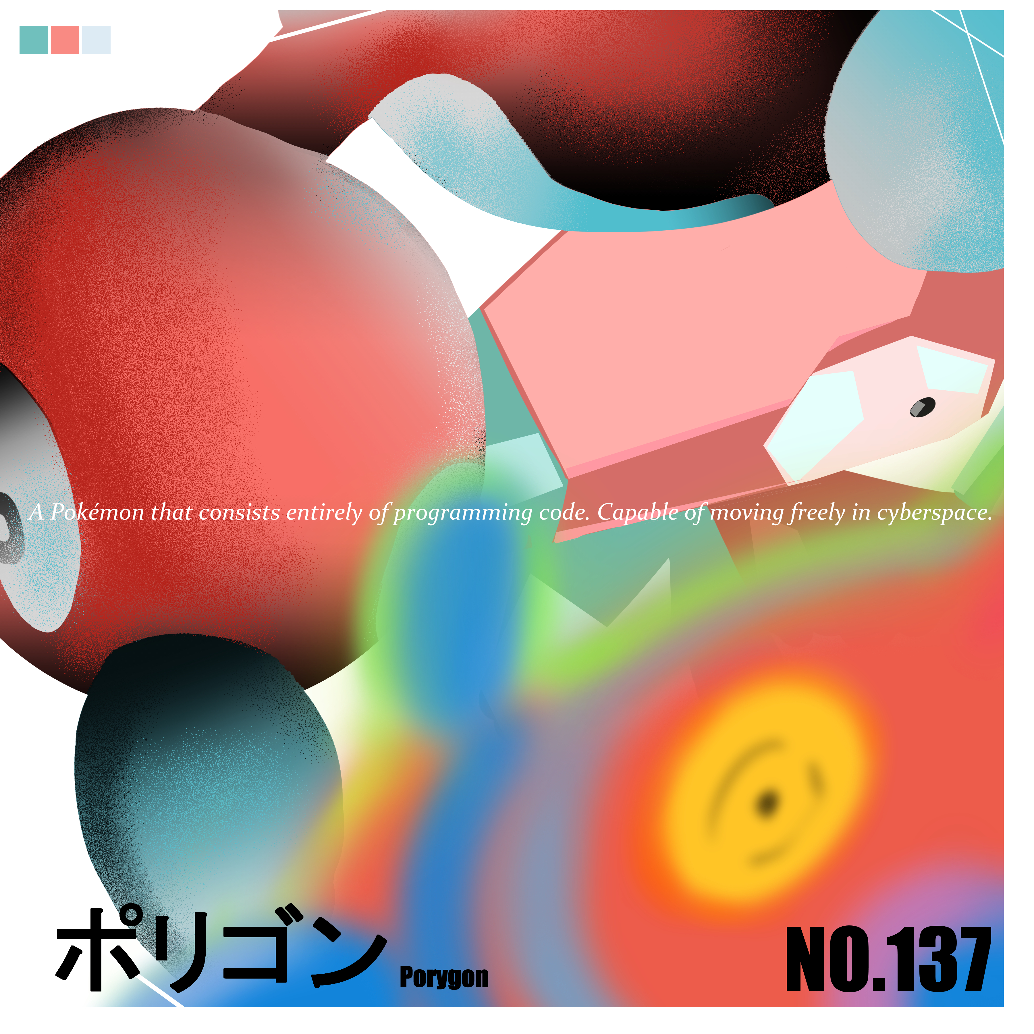 porygon, porygon-z, porygon2, nintendo, pokemon, absurdres, commentary, english commentary, highres, bird, black eyes, border, colored sclera, gen 1 pokemon, gen 2 pokemon, gen 4 pokemon, low poly, no humans, pokemon (creature), pokemon focus, qishirenzhenhua, ringed eyes, white border, yellow sclera