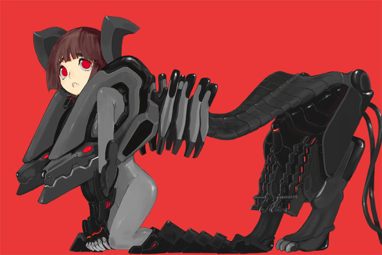 argonauts gemini, enchi, cerberus, tagme, mecha musume, red eyes, red hair, solo
