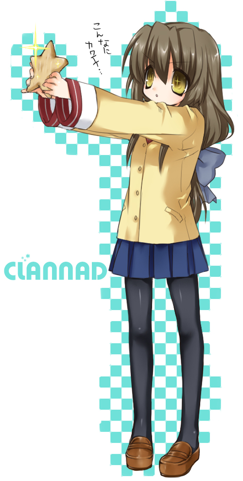 kooriyama ichirou, koriyama shashi, ibuki fuuko, clannad, 00s, 1girl, copyright name, female focus, long hair, low-tied long hair, pantyhose, solo, starfish