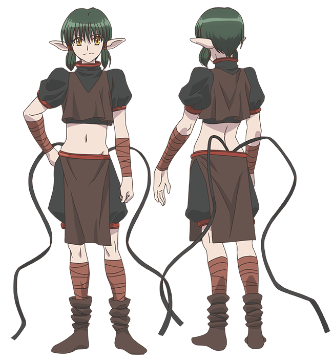 ishino satoshi, quiche (tokyo mew mew), tokyo mew mew, tokyo mew mew new, official art, 2boys, anime coloring, back, bandaged arm, bandaged leg, bandages, boots, brown boots, brown tank top, collared shirt, from behind, full body, fundoshi, green hair, grey shirt, grey shorts, hand on own hip, japanese clothes, looking at viewer, low-tied sidelocks, multiple boys, multiple views, navel, pointy ears, puffy sleeves, shirt, short hair, short sleeves, shorts, sidelocks, simple background, smile, standing, tank top, transparent background, yellow eyes