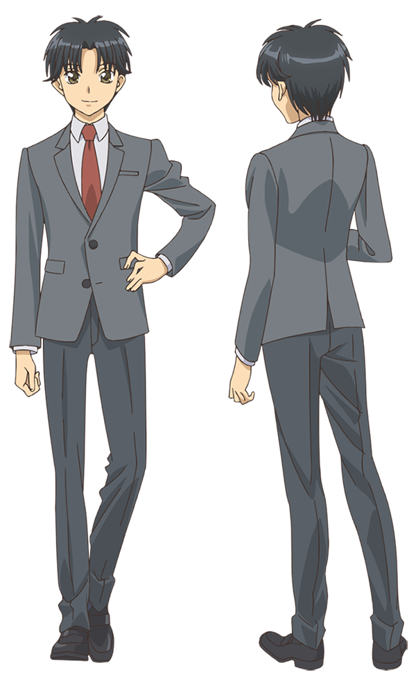 ishino satoshi, tokyo mew mew, tokyo mew mew new, official art, 2boys, aizawa seiji, anime coloring, back, black hair, black shoes, blazer, closed mouth, collared shirt, curtained hair, dress shoes, from behind, full body, green eyes, grey jacket, grey pants, hand on own hip, jacket, long sleeves, looking at viewer, multiple boys, multiple views, necktie, pants, red necktie, school uniform, shirt, shoes, simple background, smile, standing, transparent background, white shirt