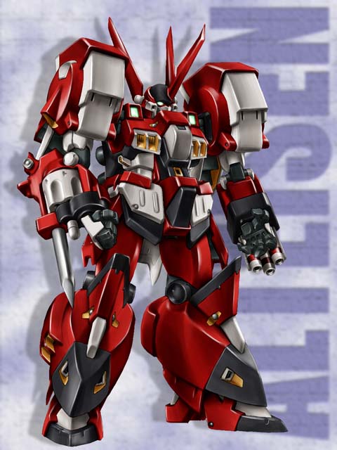 alteisen, banpresto, super robot wars, alt eisen, armor, helmet, machinery, mecha, no humans, robot, weapon