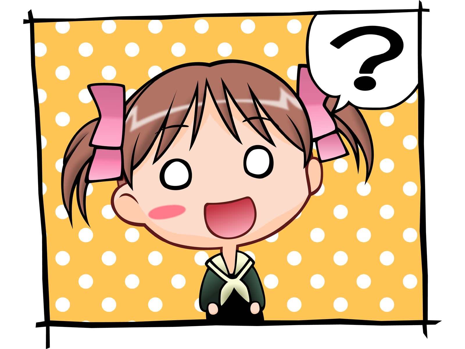 fukuzawa yumi, maria-sama ga miteru, highres, 00s, chibi, school uniform, serafuku, solo