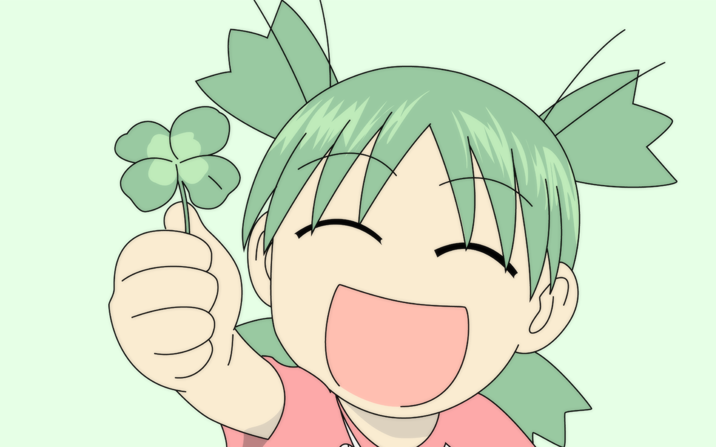 koiwai yotsuba, yotsubato!, derivative work, vector trace, 1girl, child, clover, female focus, four-leaf clover, name connection, object namesake, solo