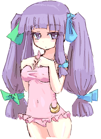 patchouli knowledge, touhou, frilled swimsuit, 1girl, female focus, frills, oekaki, one-piece swimsuit, solo, swimsuit