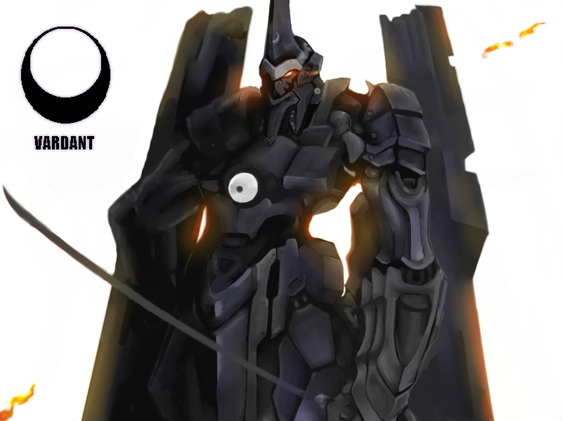 dis, vardant, kurogane no linebarrel, 00s, armor, helmet, machinery, mecha, no humans, robot, simple background, weapon, white background