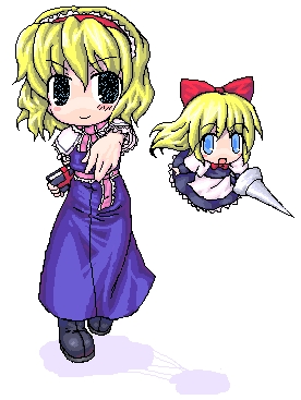 kasema yukinari, alice margatroid, shanghai doll, touhou, lowres, 1girl, blonde hair, chibi, female focus, oekaki, short hair, solo