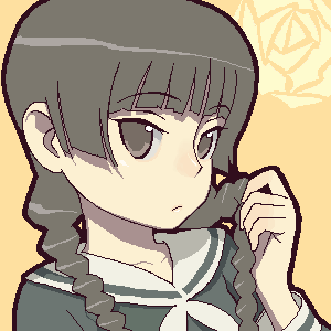hijiri rei, ji (artist), shimazu yoshino, maria-sama ga miteru, lowres, 00s, 1girl, braid, female focus, hair over shoulder, oekaki, solo, twin braids