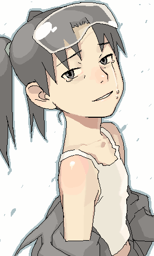 hijiri rei, ji (artist), amasawa yuuko, dennou coil, lowres, 00s, glasses, oekaki, solo, tears
