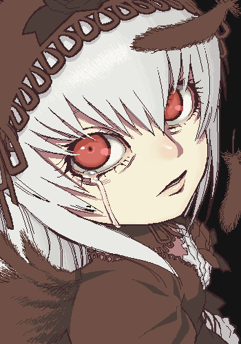 hijiri rei, ji (artist), suigintou, rozen maiden, lowres, 00s, oekaki, solo, tears