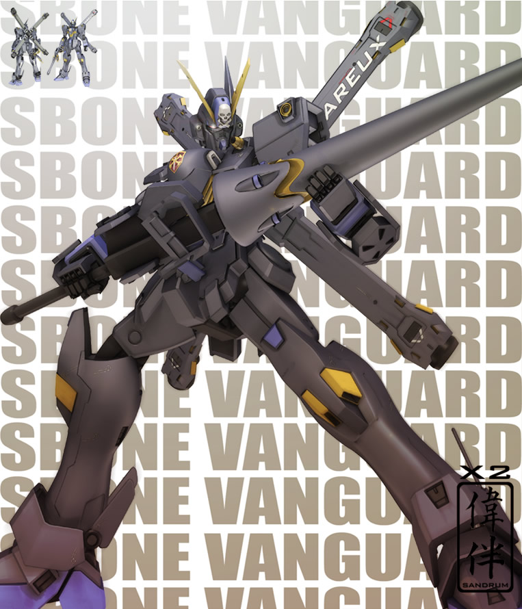 sandrum, crossbone gundam x-2, gundam f97, crossbone gundam, gundam, 3d, crossbone gundam x2, lance, mecha, no humans, polearm, robot, skull and crossbones, spear, weapon