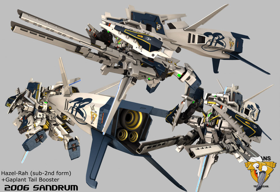 sandrum, gundam hazel rah, gundam, zeta gundam, 3d, armor, helmet, machinery, mecha, no humans, robot, weapon
