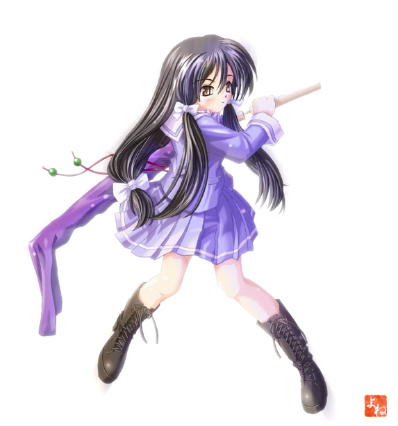 yone, kisaragi kasumi, kujibiki unbalance, 00s, school uniform, serafuku, solo, sword, weapon