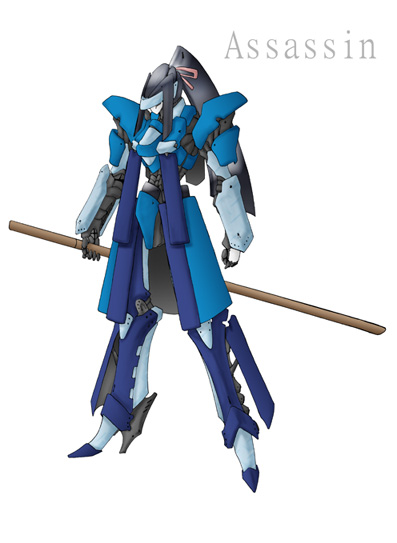 zou azarashi, sasaki kojirou (fate), fate/stay night, fate (series), 00s, armor, helmet, machinery, mecha, no humans, robot, weapon