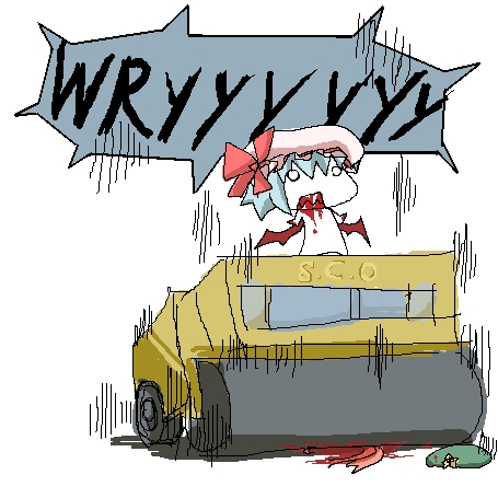 hong meiling, remilia scarlet, touhou, lowres, 2girls, chibi, female focus, hat, multiple girls, parody
