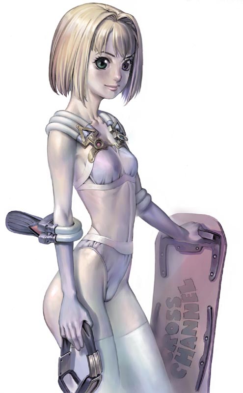 tagme, 1girl, blonde hair, female focus, green eyes, snowboard, solo