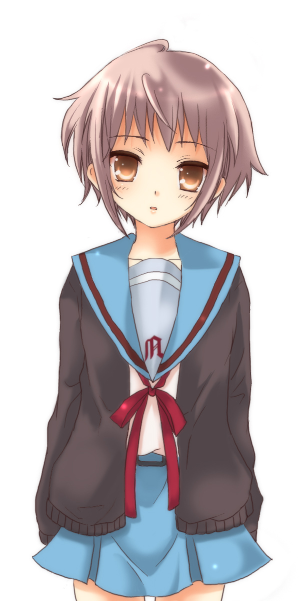ebimayo, nagato yuki, suzumiya haruhi no yuuutsu, bad id, bad pixiv id, highres, 00s, school uniform, serafuku, solo