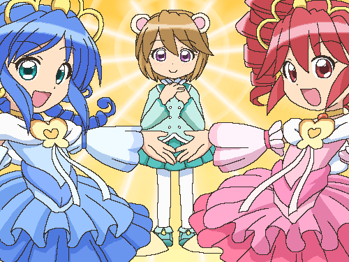 awa, fine (futagohime), fine (grand universal princess) (futagohime), leonne, miruro, rein (futagohime), rein (grand universal princess) (futagohime), fushigiboshi no futago hime, lowres, 00s, jaggy lines, oekaki, pantyhose